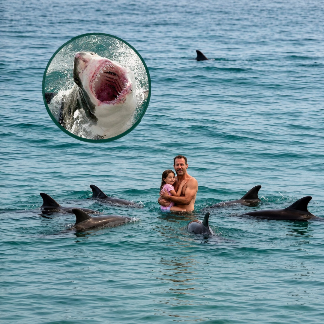 Delfines rodearon durante 40 minutos a un padre y su hija para protegerlos de un tiburón blanco