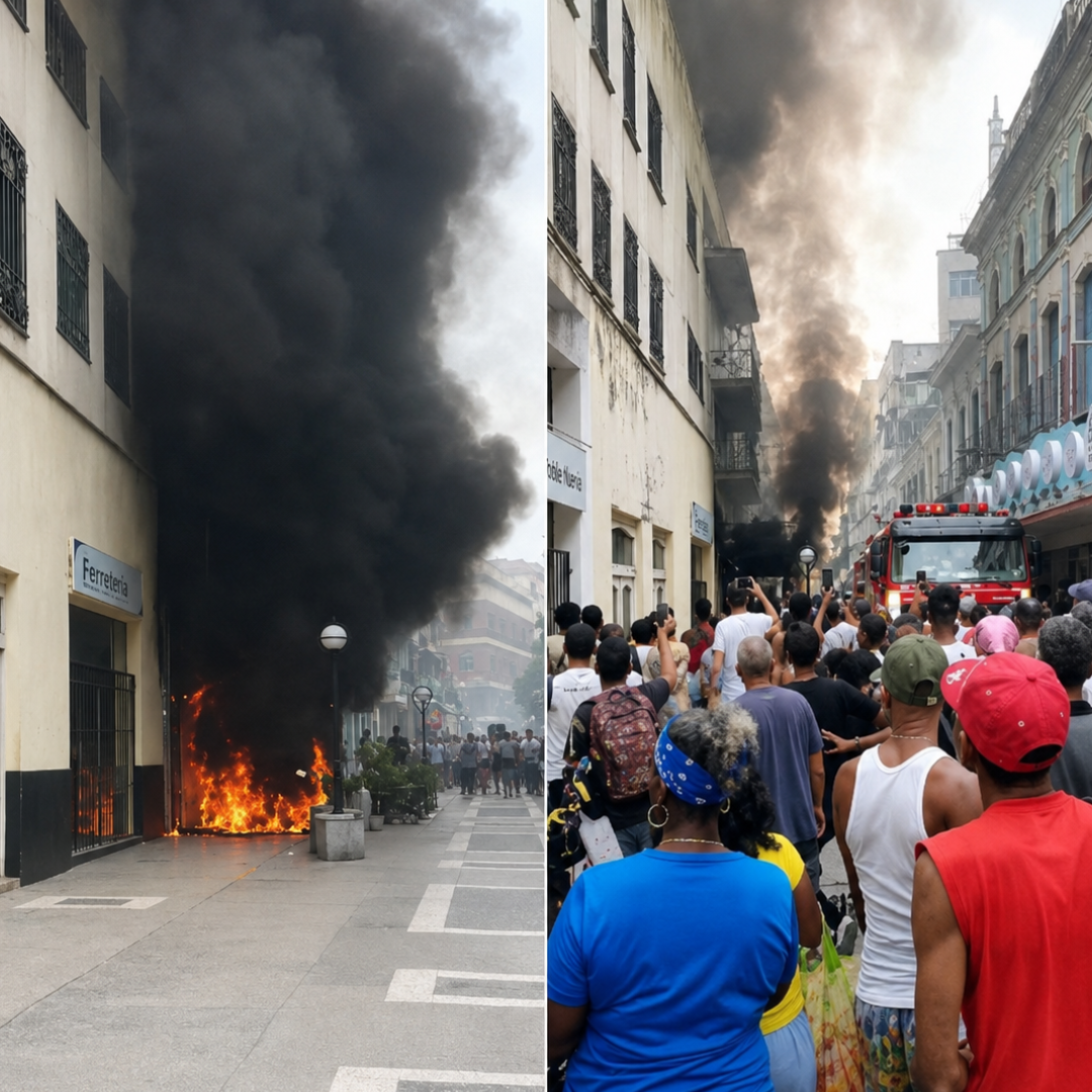 Pánico en Centro Habana: Explosión de motorina desata violento incendio en el Boulevard de San Rafael