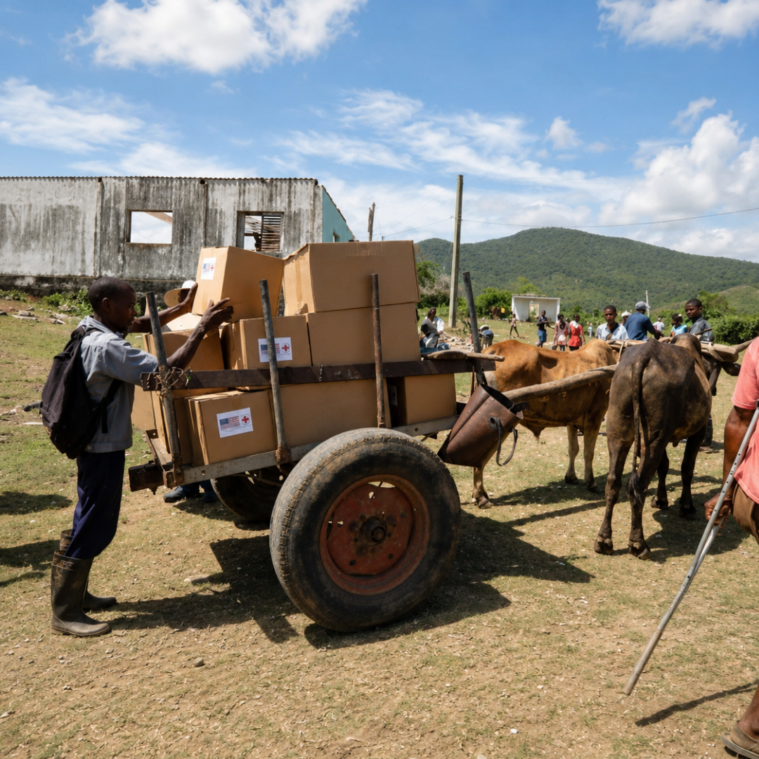 A falta de combustible, bueyes transportan ayuda humanitaria de EE.UU. en el oriente de Cuba
